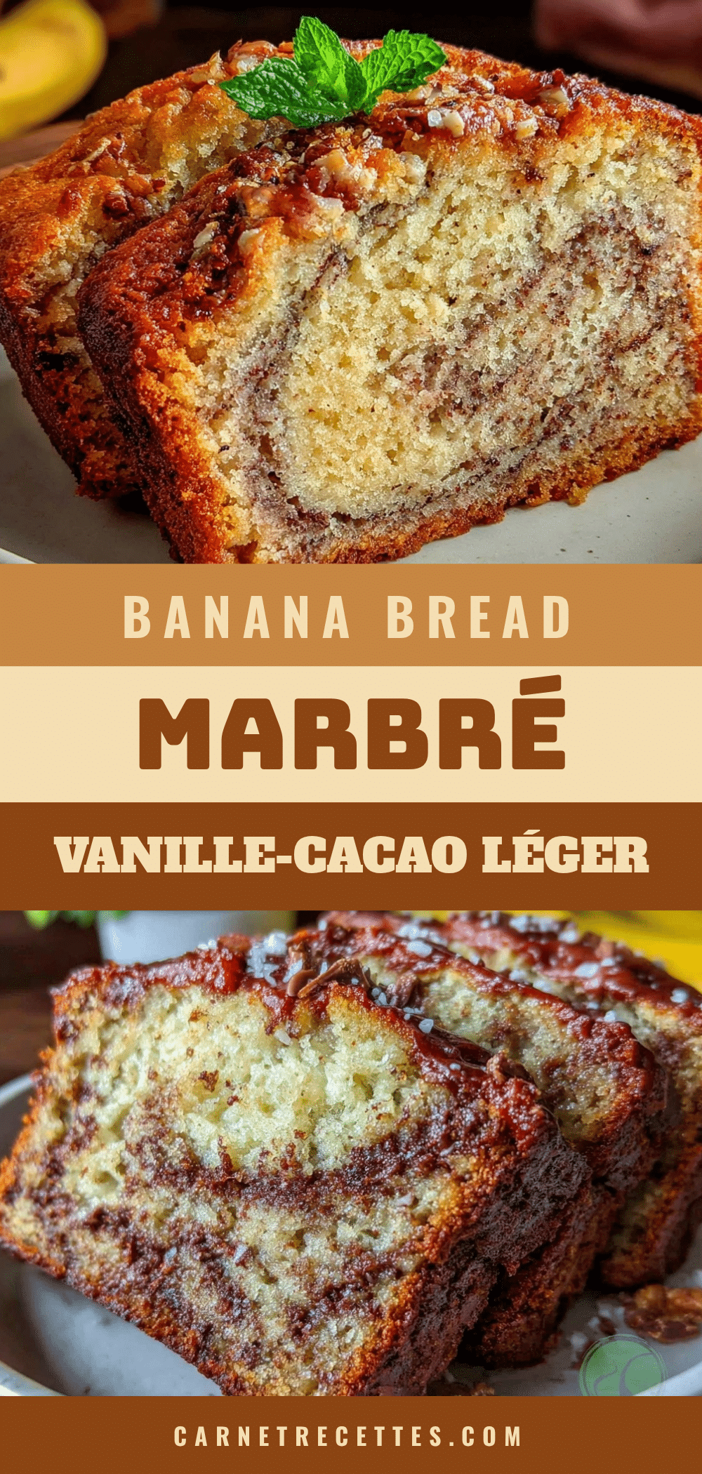 banana bread marbré vanille-cacao sans beurre ni huile recipe