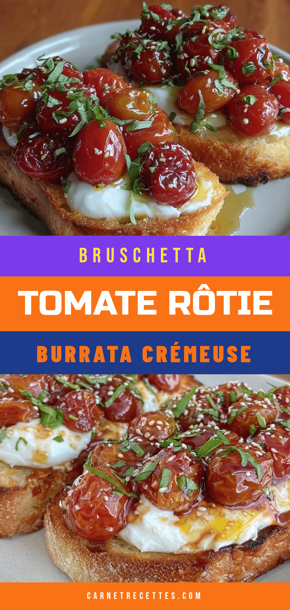 bruschetta à la tomate rôtie burrata et basilic frais recipe