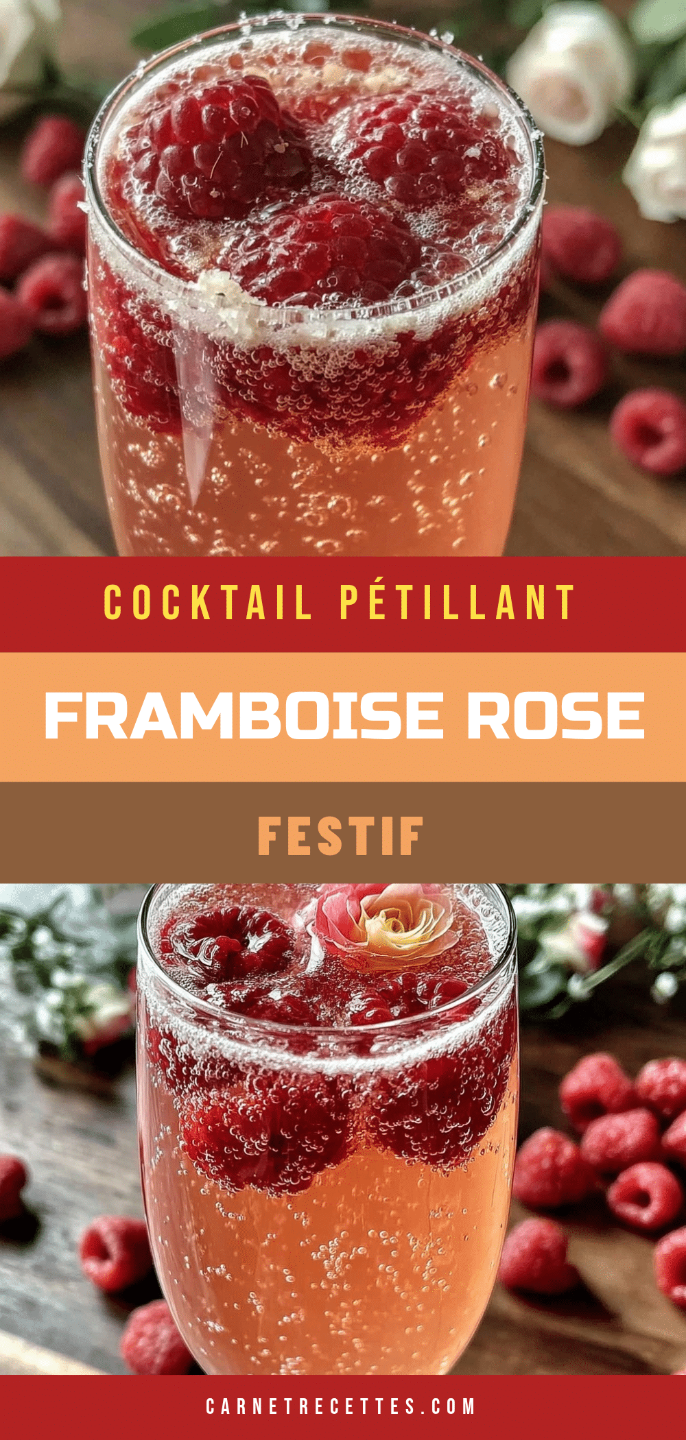 cocktail pétillant à la framboise et rose recipe