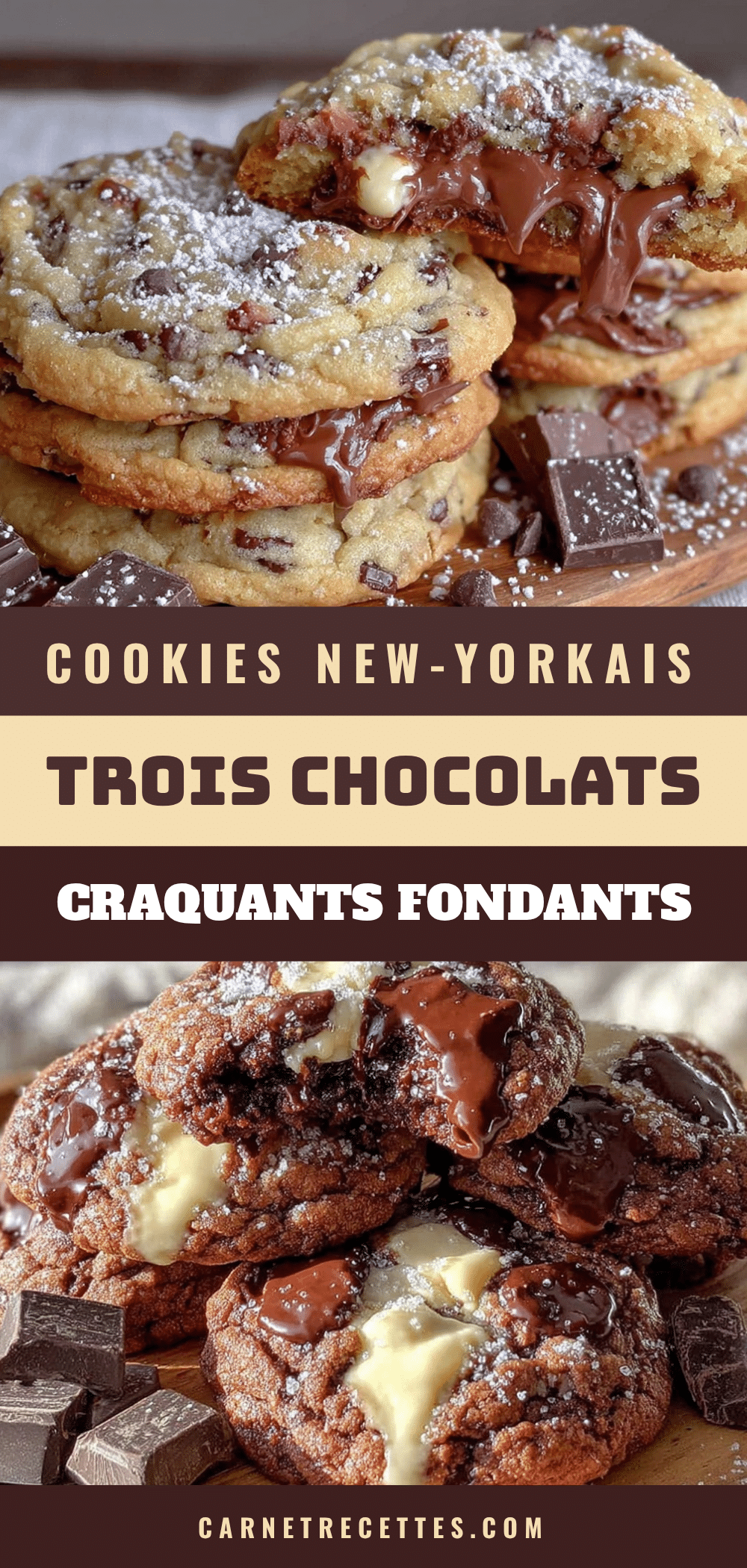 cookies new-yorkais trois chocolats fondants recipe