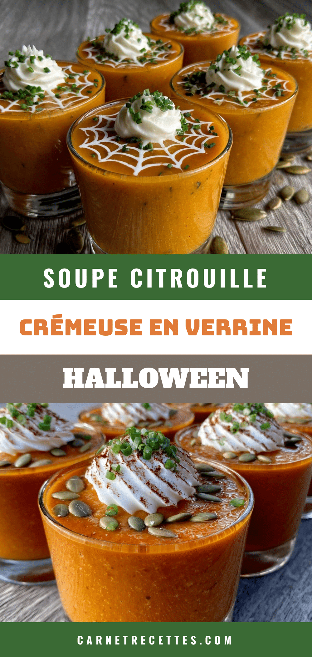 crémeuse soupe citrouille en verrine halloween recipe