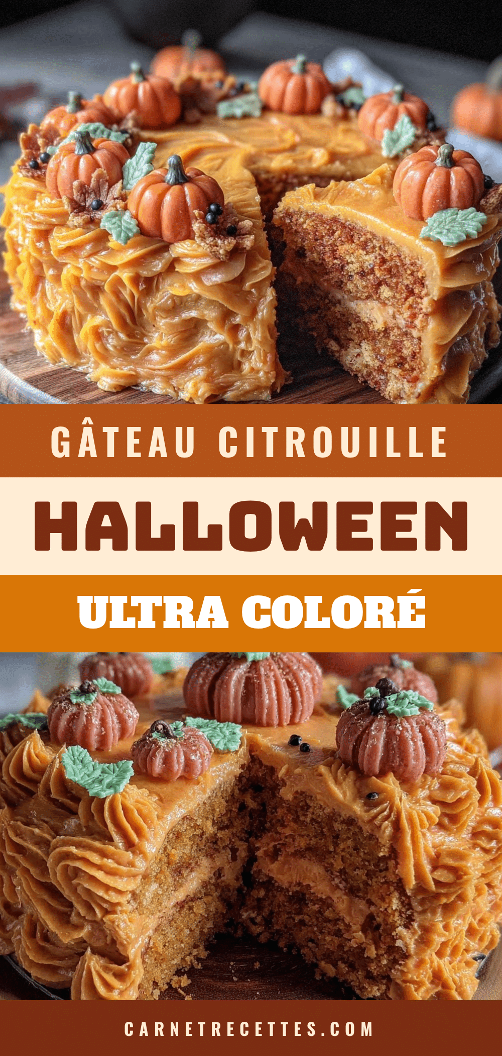 gâteau d’anniversaire citrouille Halloween coloré recipe