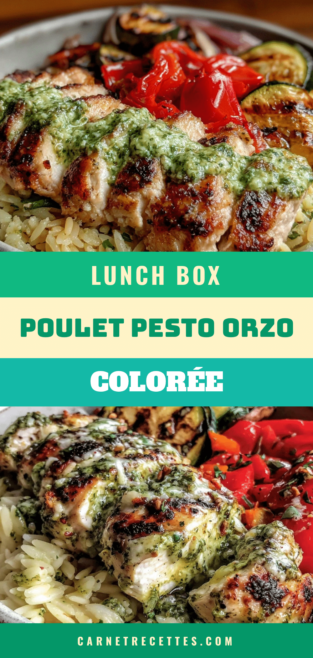 Healthy Lunch Box Poulet Pesto Orzo recipe