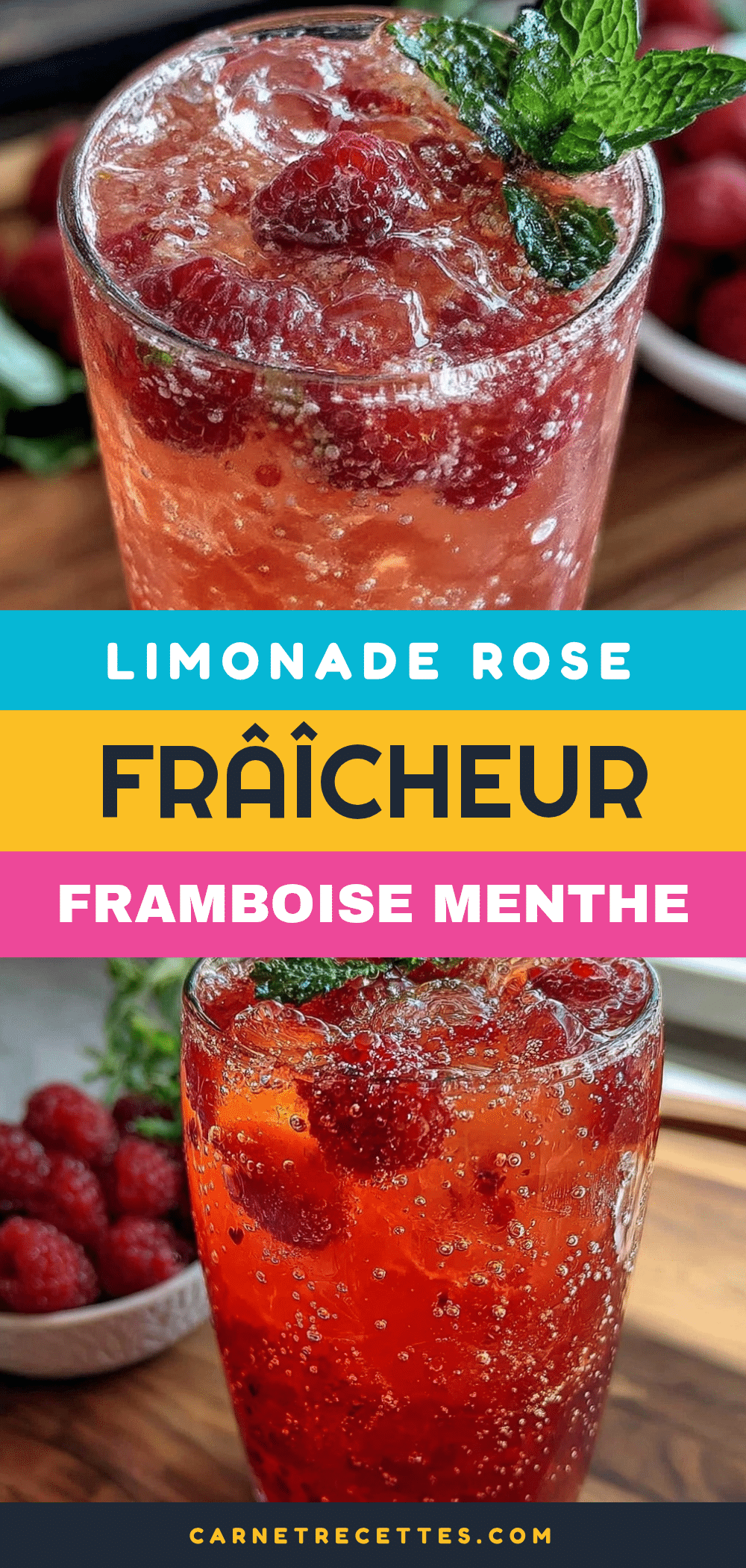 limonade rose à la framboise et menthe fraîche zéro alcool recipe