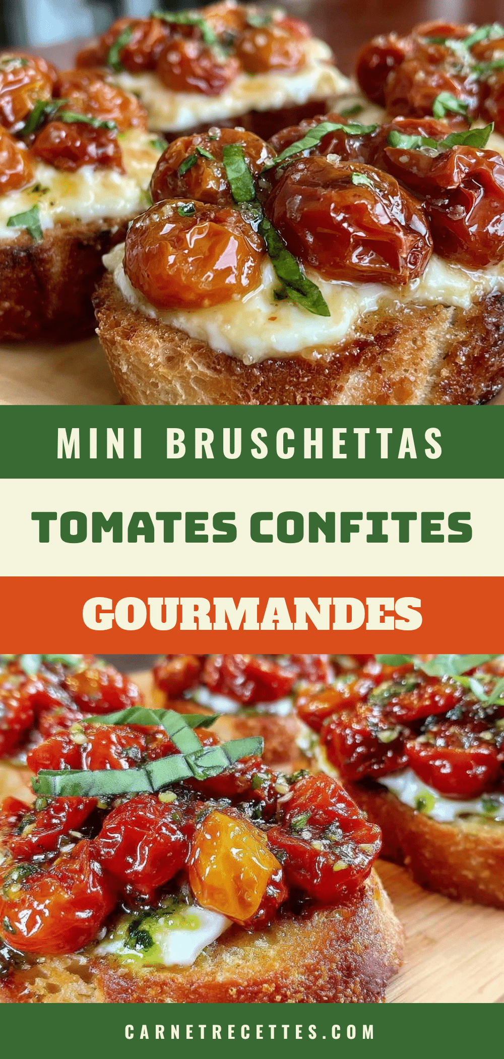 mini bruschettas tomates confites burrata recipe