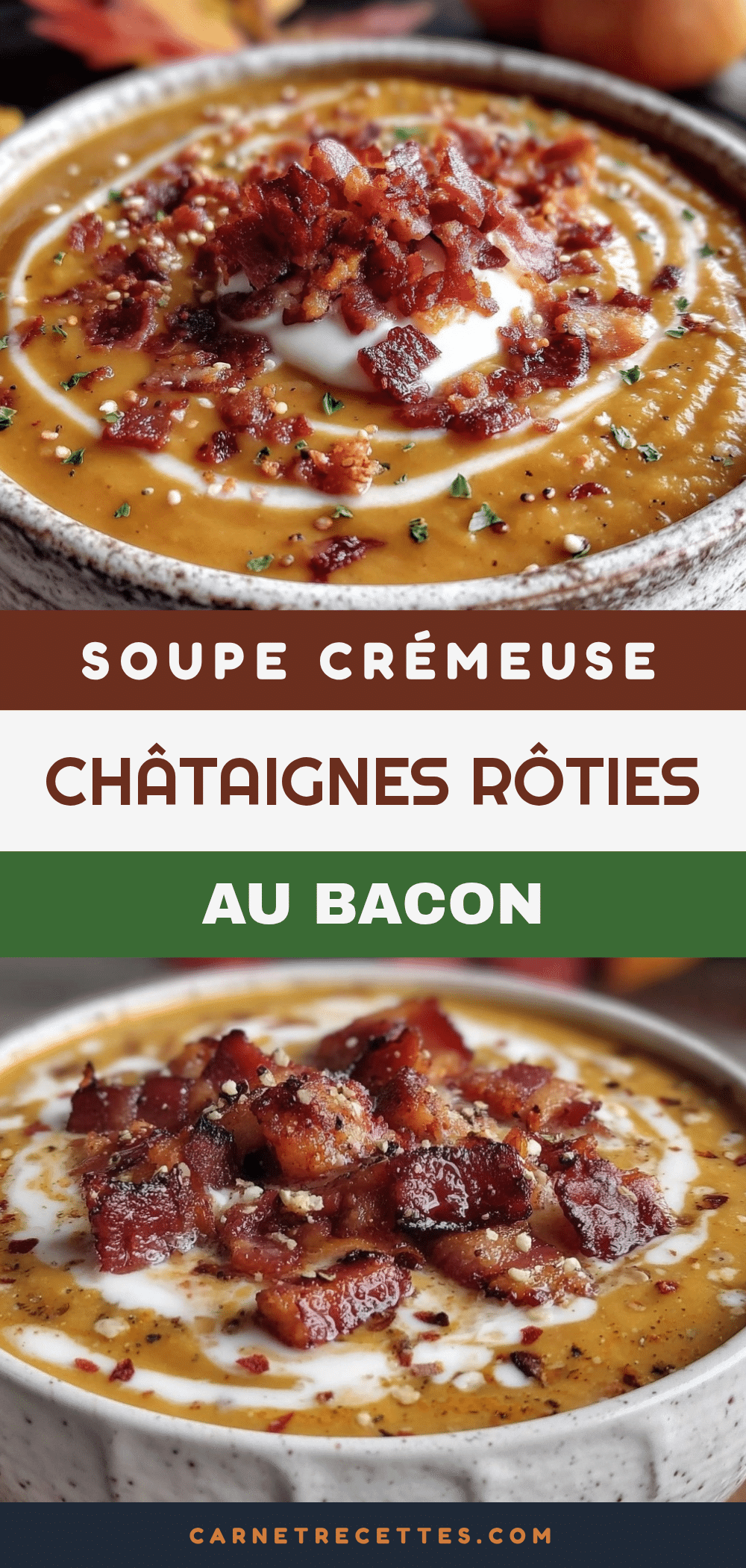 soupe de châtaignes rôties au bacon fumé recipe