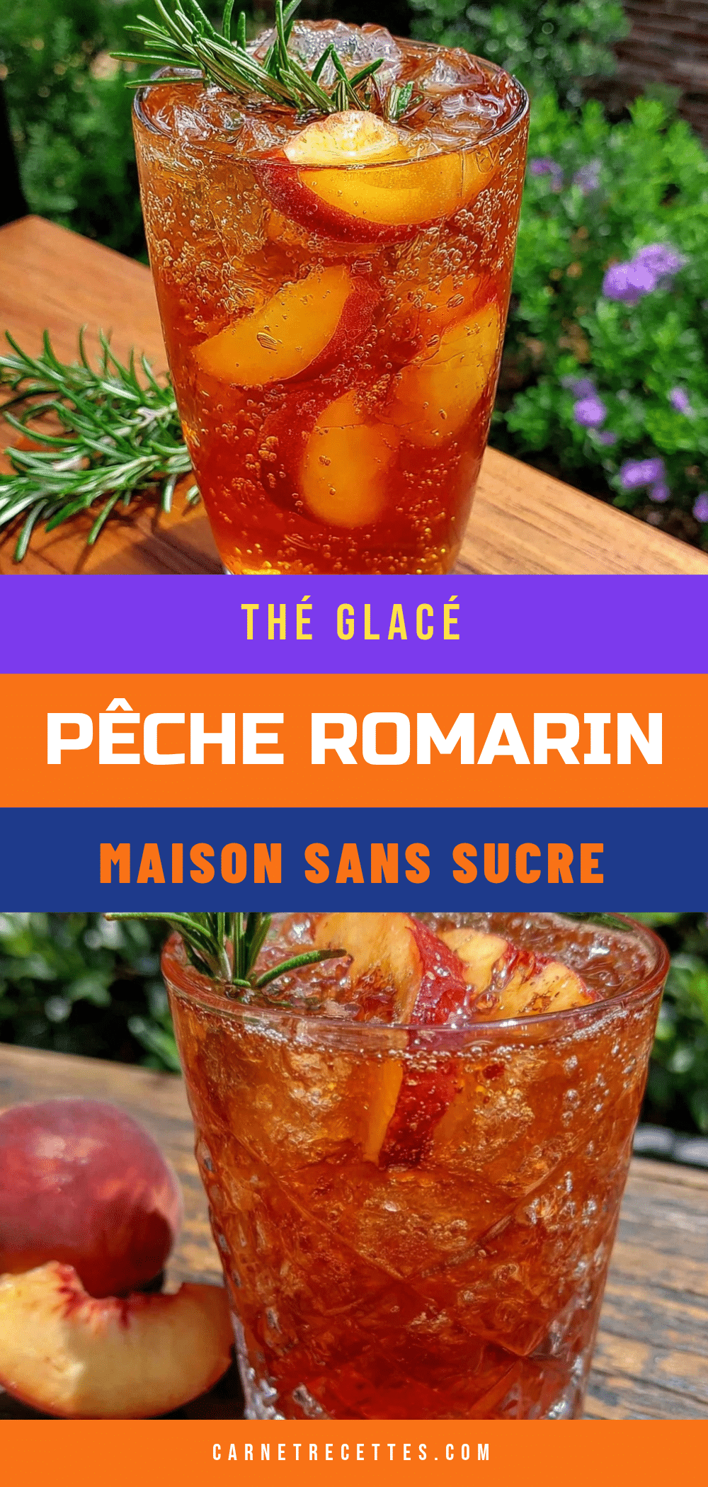 thé glacé maison pêche romarin sans sucre recipe