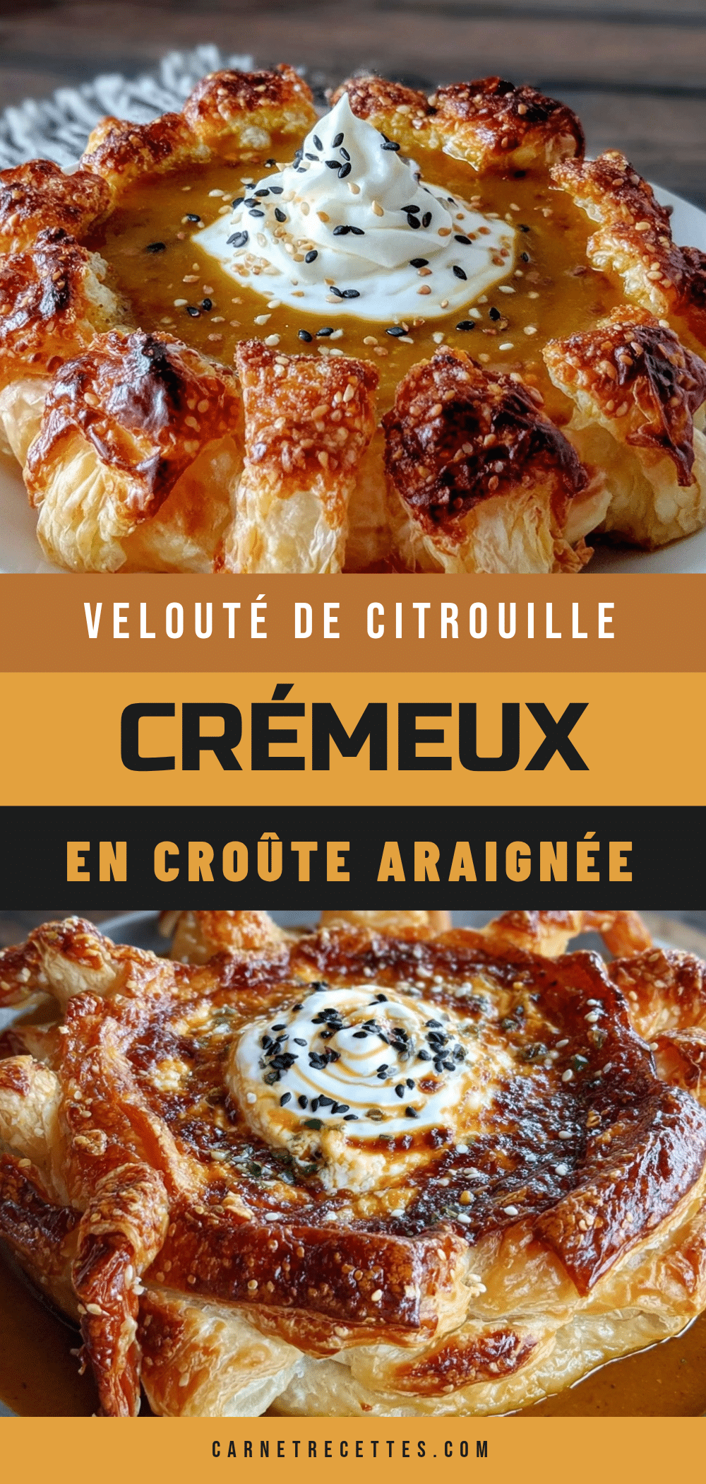 velouté de citrouille araignée en croûte feuilletée recipe