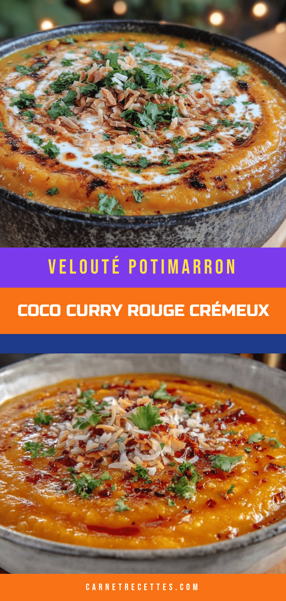 velouté de potimarron coco curry rouge recipe