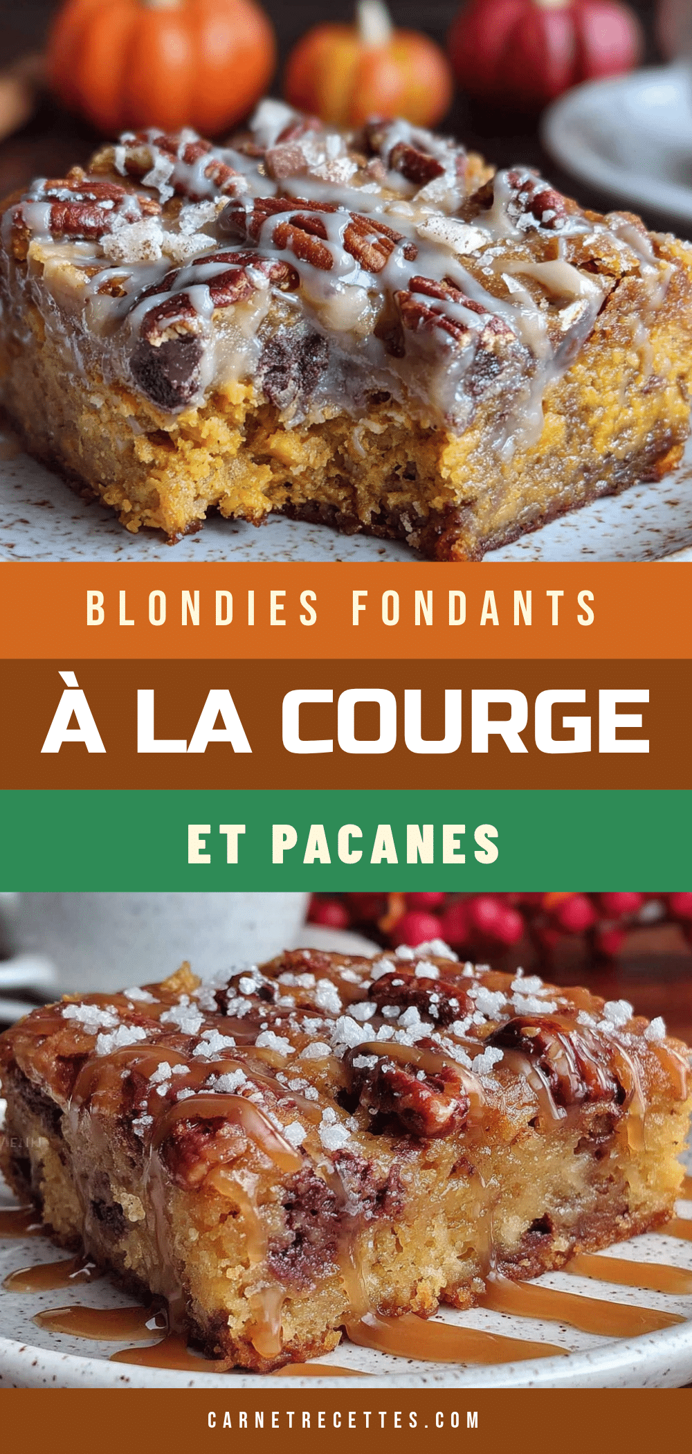 blondies fondants à la courge et aux pacanes recipe