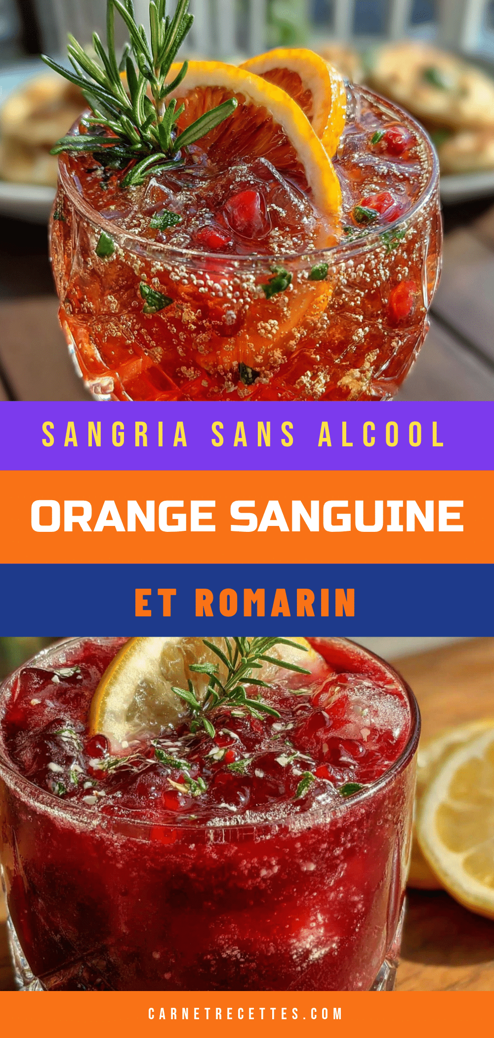 cocktail sans alcool à l’orange sanguine et romarin recipe