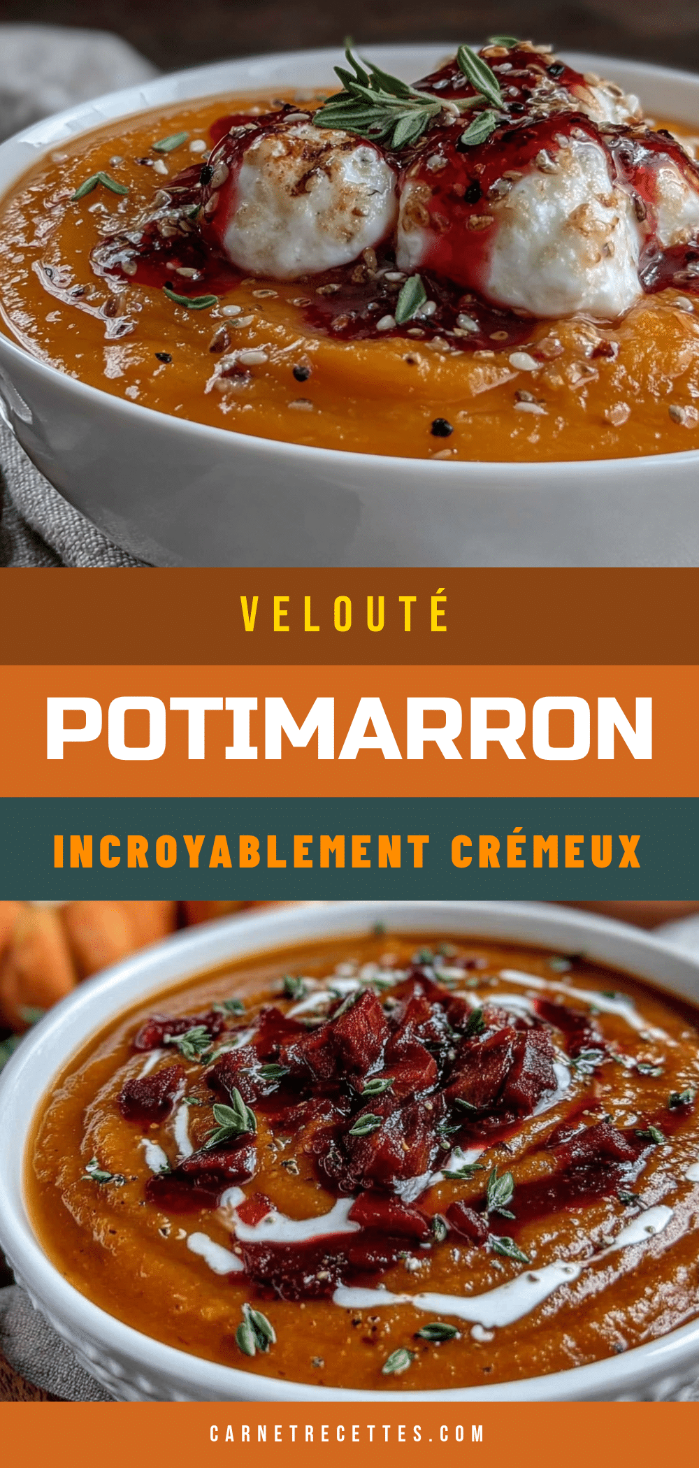 velouté potimarron crémeux au coulis de betterave recipe
