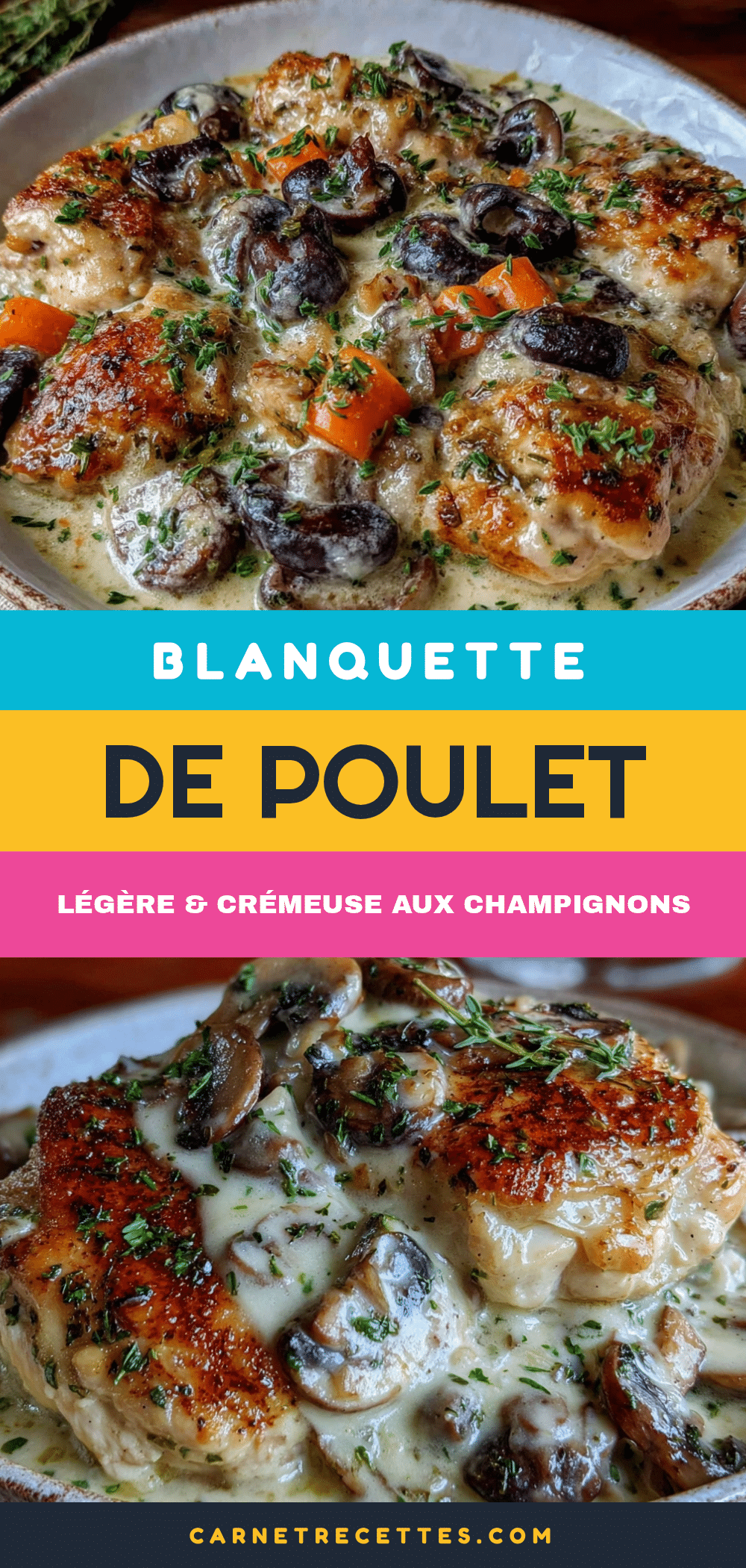 blanquette de poulet légère et crémeuse aux champignons recipe