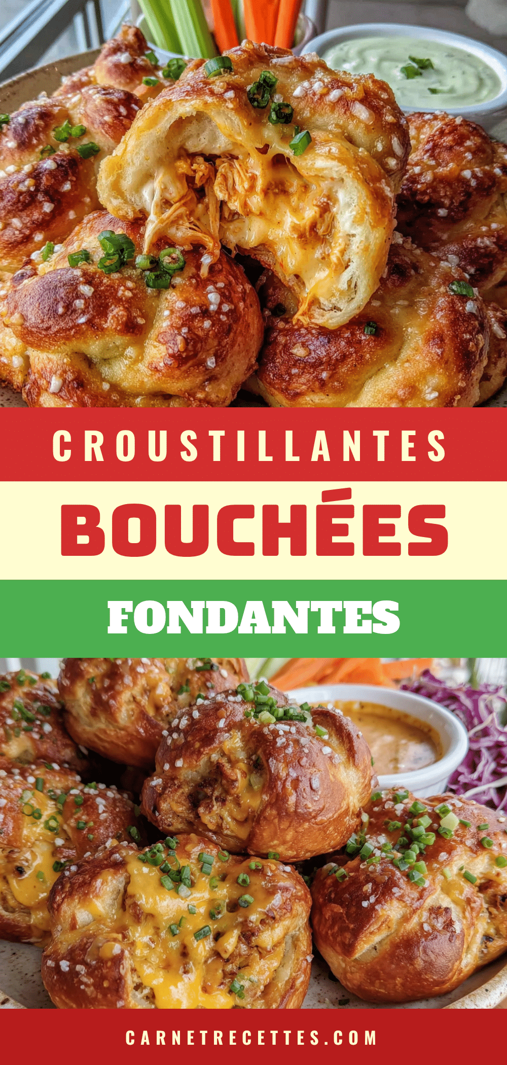 bouchées de bretzel farcies au poulet Buffalo recipe