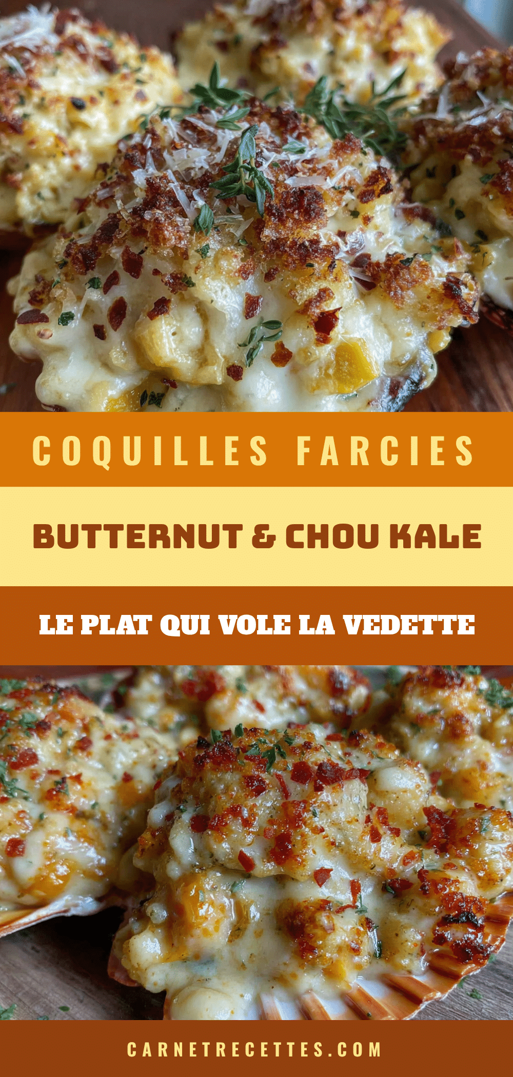 coquilles farcies butternut et chou kale recipe