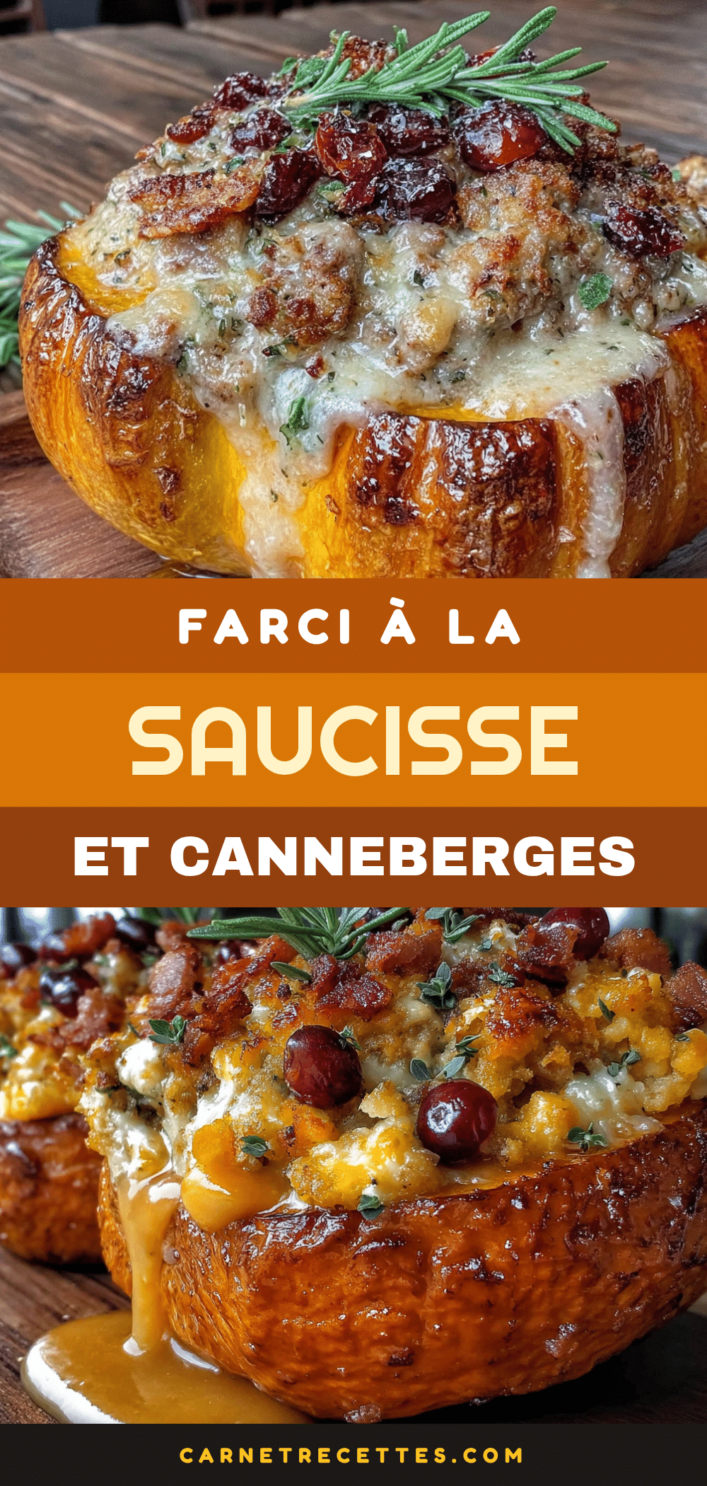 courge gland farcie à la saucisse et aux canneberges recipe