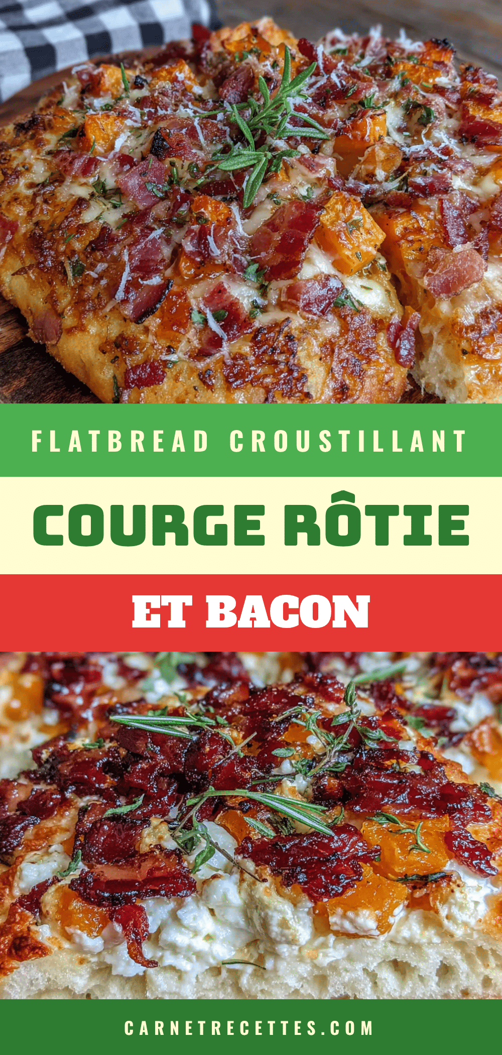 flatbread croustillant courge rôtie bacon recipe