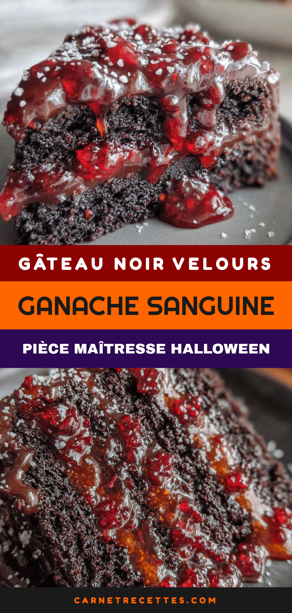 gâteau noir velours à la ganache sanguine recipe