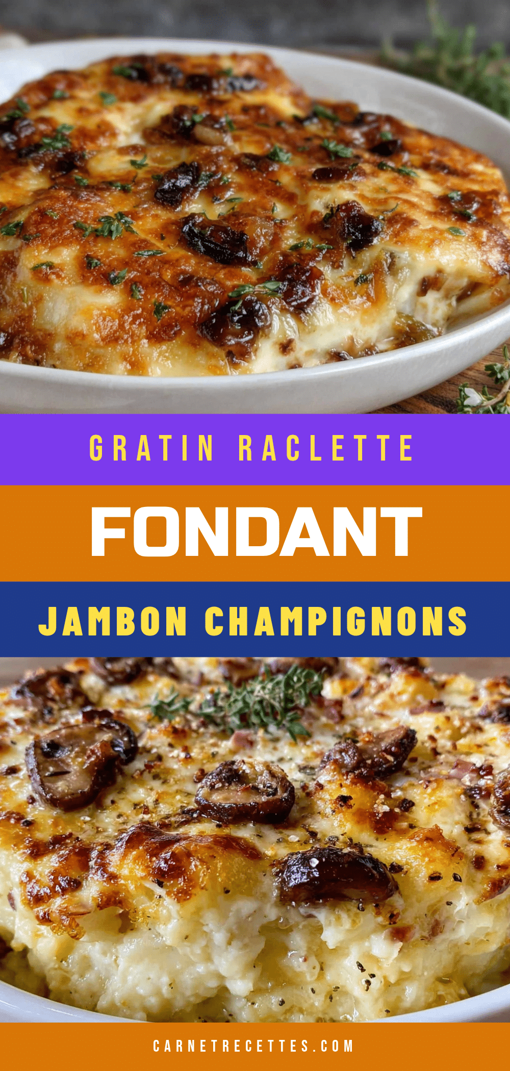 gratin raclette fondant jambon champignons recipe