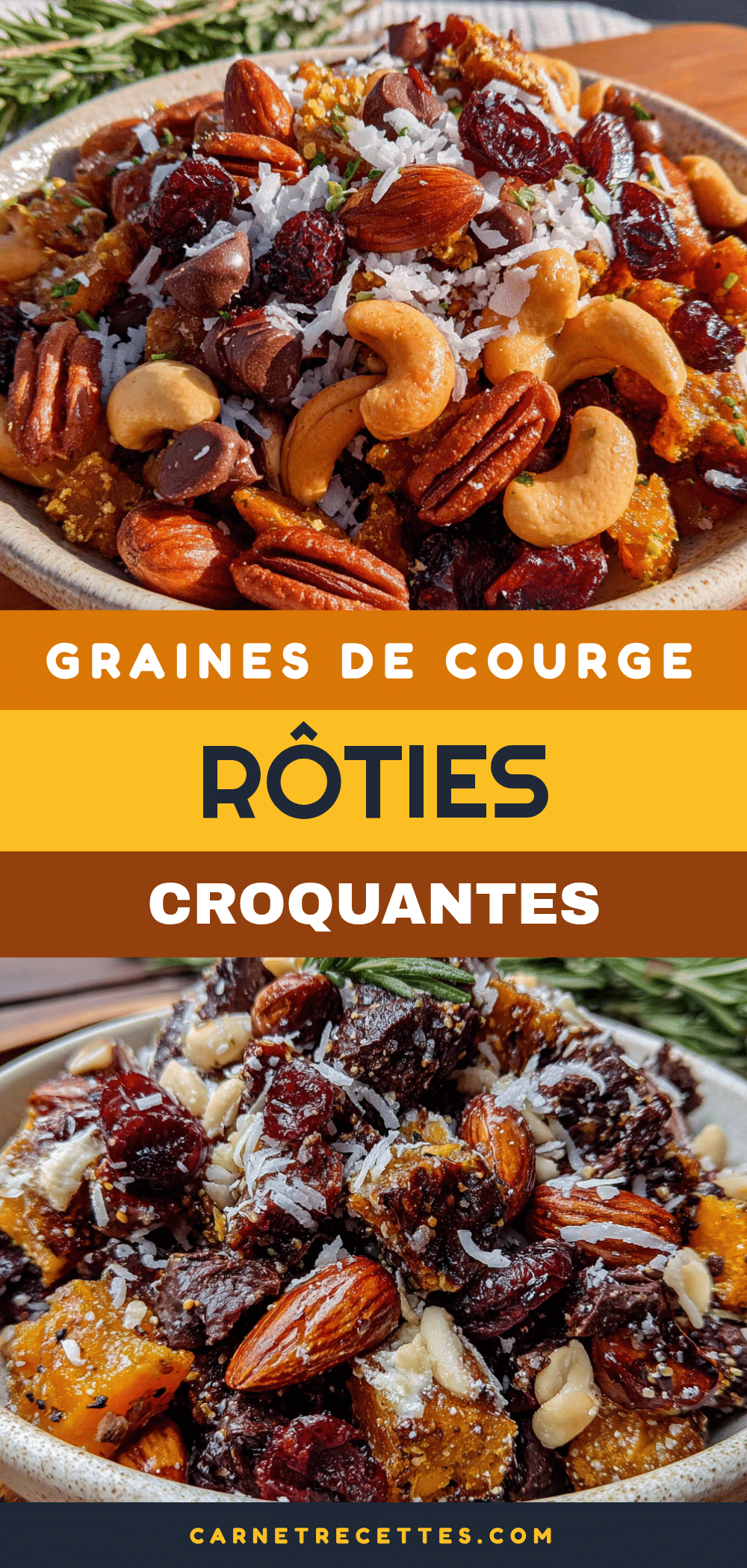 mélange croquant graines courge fruits secs recipe