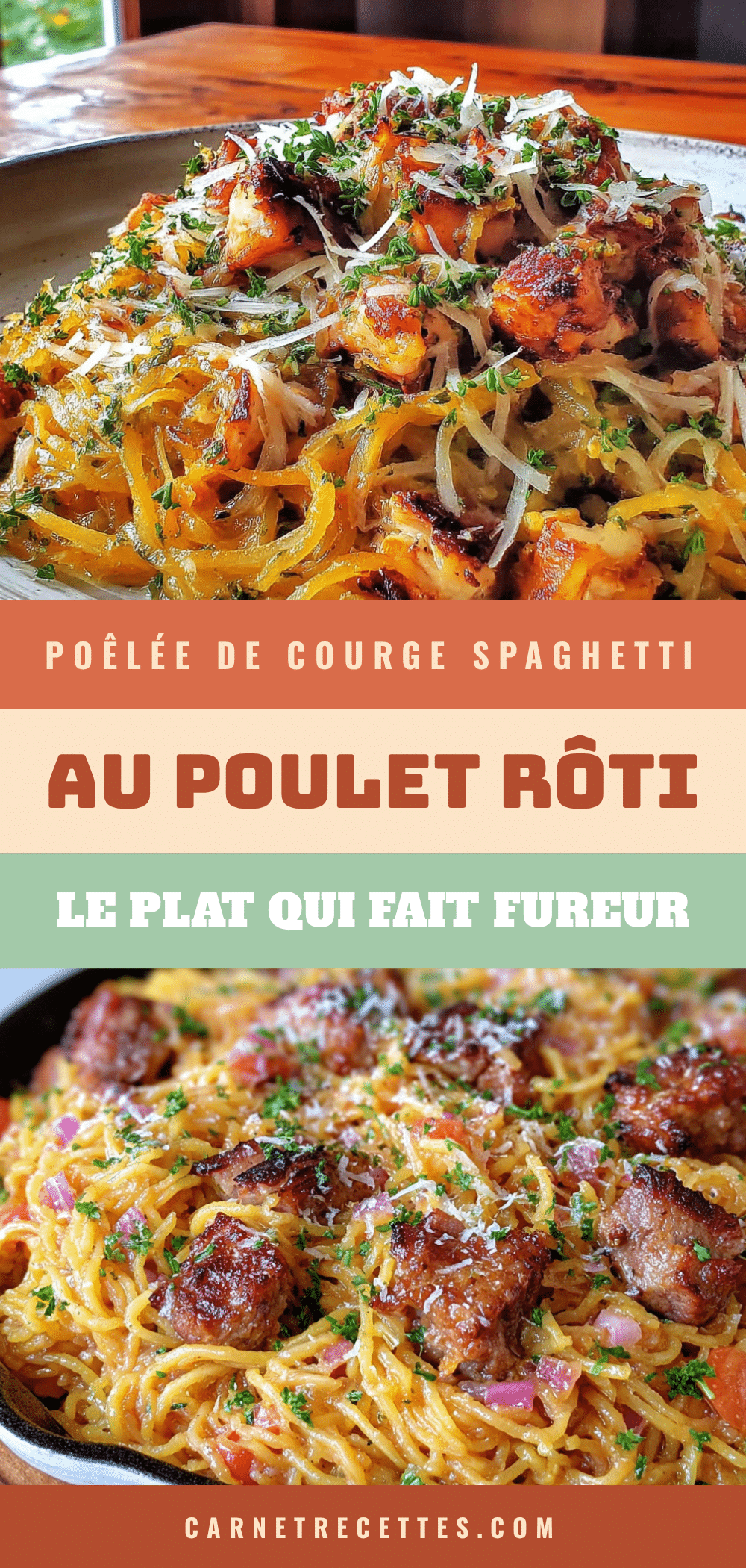 poêlée de courge spaghetti au poulet rôti recipe