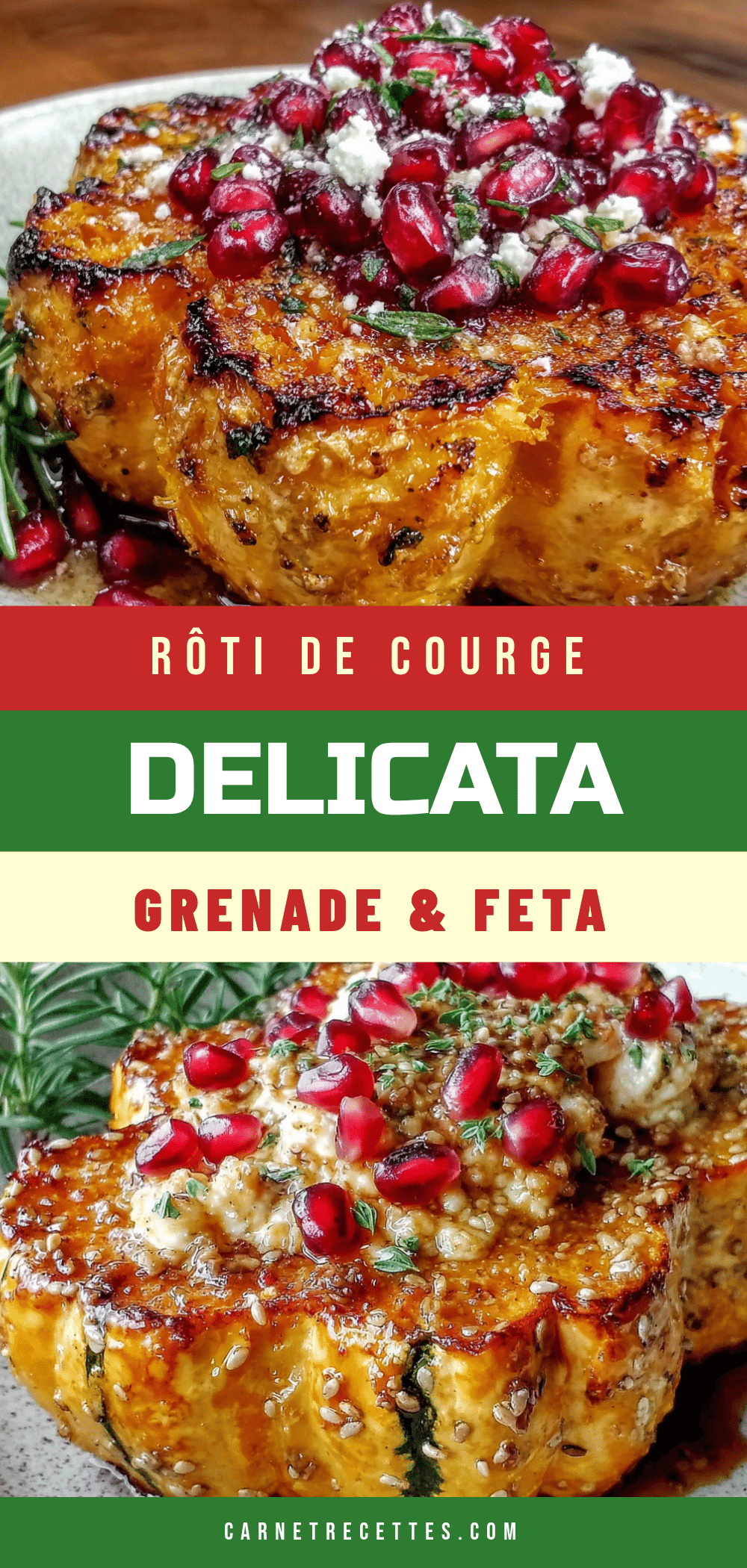 rôti de courge delicata grenade feta recipe