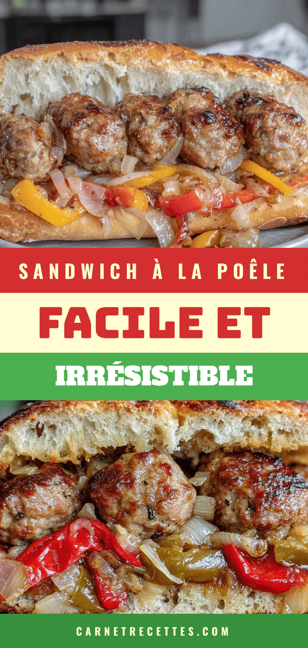 sandwich aux saucisses et poivrons à la poêle recipe