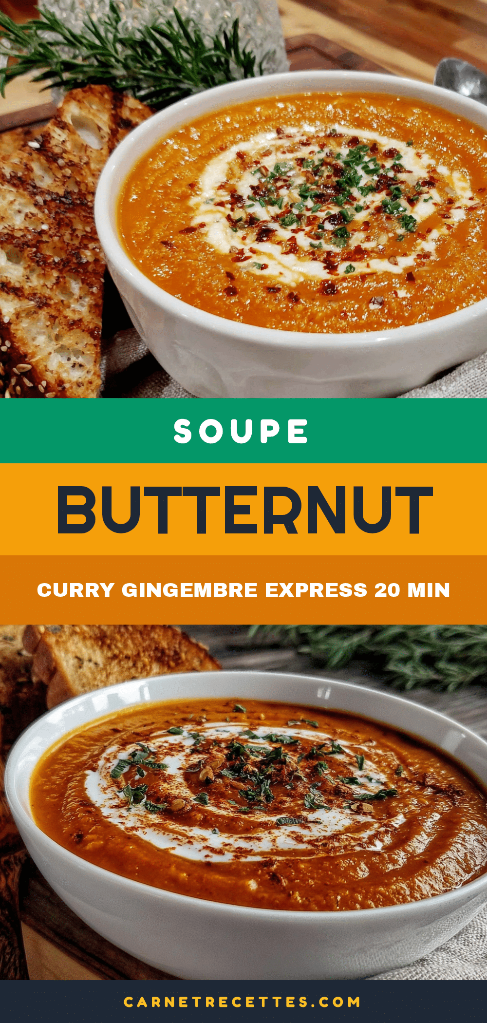 Soupe butternut curry gingembre express 20 min recipe