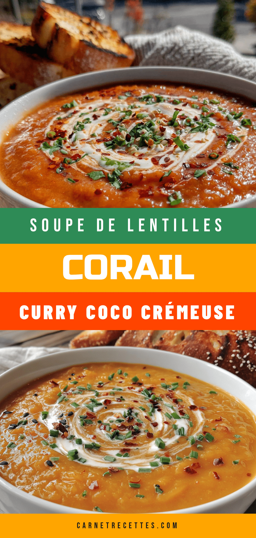 Soupe de lentilles corail au curry coco recipe