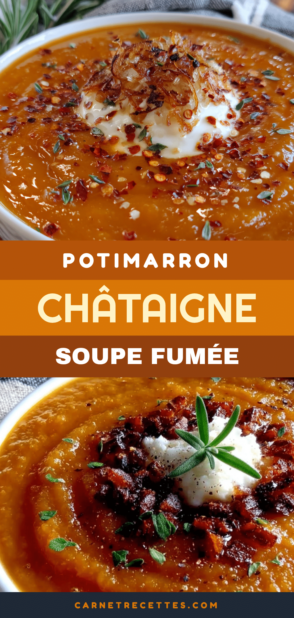Soupe potimarron-châtaigne fumée recipe