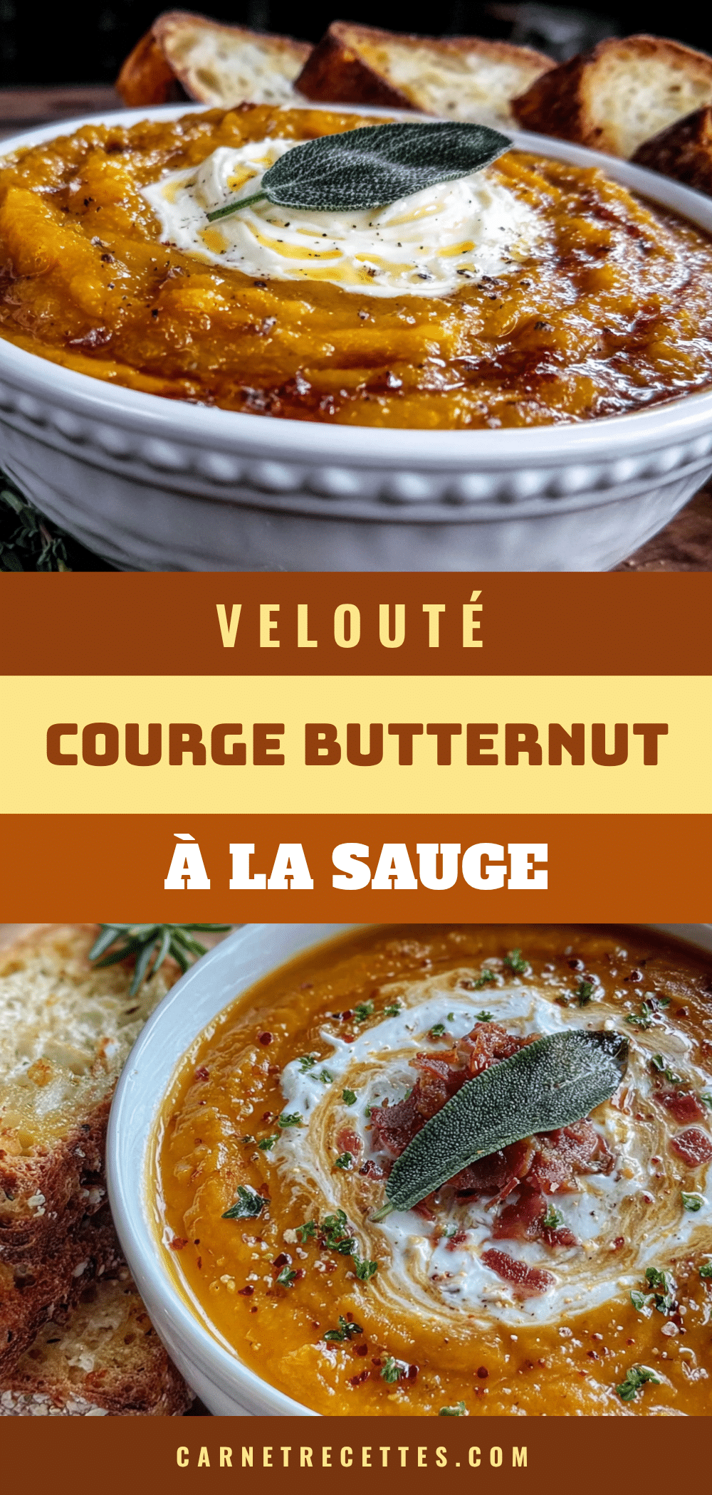 Velouté de courge butternut à la sauge crémeux recipe